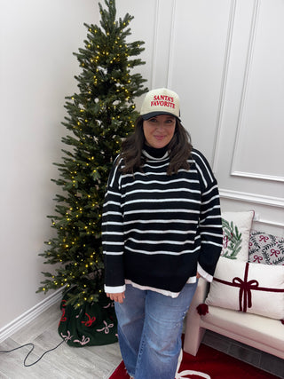 Dunn Striped Sweater -Black and White