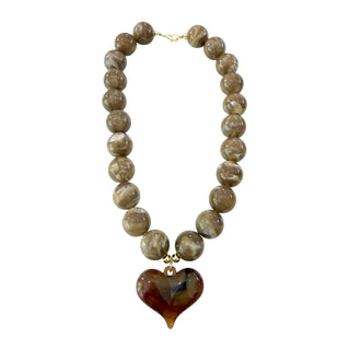 Kaiden Chunky Heart Necklace - Mocha