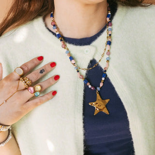 Ziggy Star Layered Necklace - Blue