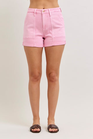 Judy Blue: High Waist Aurora Weekender Short - Dusty Pink