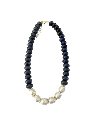 Brynlee Beaded Necklace - Navy Agate