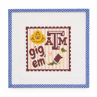 Gig 'Em stamp needlepoint canvas
