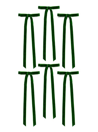 Set Of 6 Decorative Bows - Green