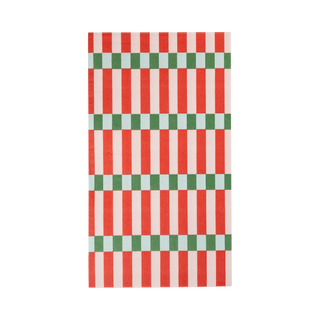 HOH1339 - Red, Pink and Green Striped Paper Dinner Napkins