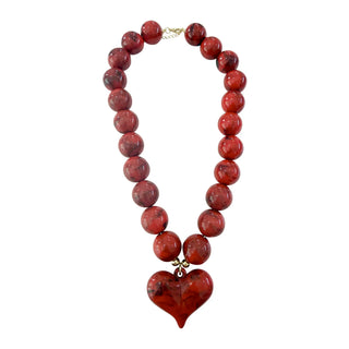 Kaiden Chunky Heart Necklace - Red