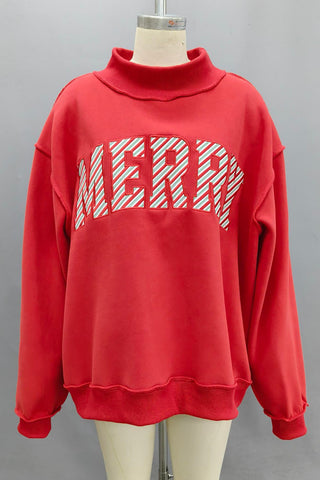 Merry Stripe Mock Neck Sweatshirt