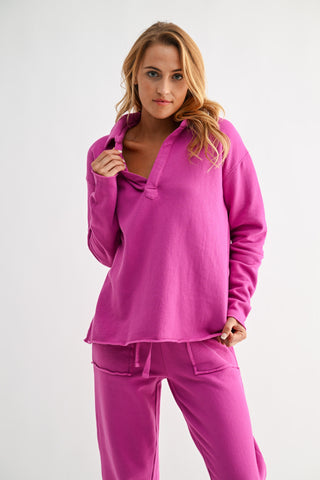 DOORBUSTER: On The Go Henley Tee - New Orchid