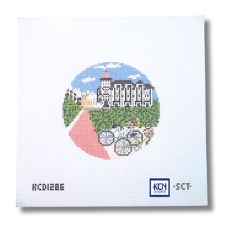 Beach Walk Round Printed Canvas