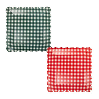 CCH1342 - Red and Green Gingham 10" Paper Dinner Plates