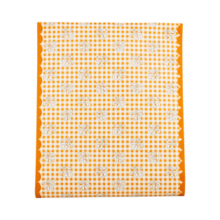 HRV1320 - Rust Gingham Block Print Paper Table Runner