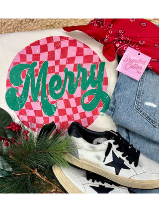 Checkered Merry Tee