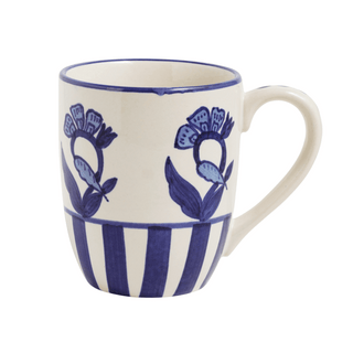 Blue Stripe Floral Mug