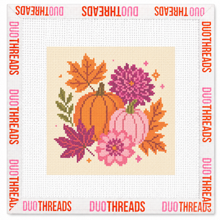 Pink & Orange Fall Floral Needlepoint Canvas: Canvas Only