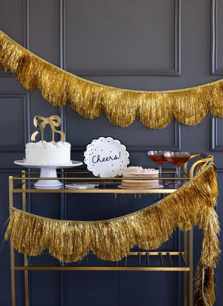 CHR1306 - Gold Scalloped Tinsel Banner 6ft