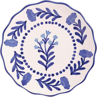 Blue Round Flower Plate