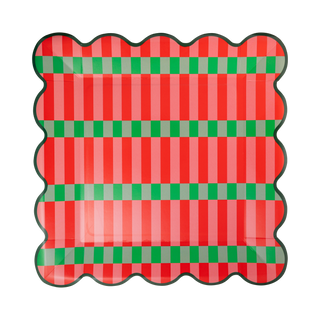 HOH1342 - Red, Pink and Green Striped 10" Dinner Plates
