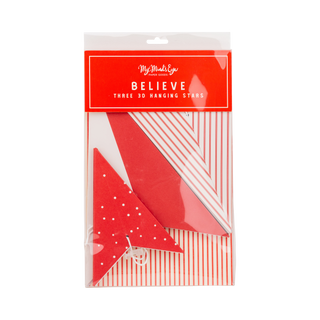 BEC1305 - Red and Cream Hanging Christmas Star Set