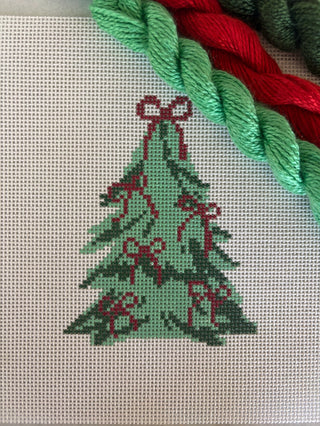 Red Bow Christmas Tree Canvas