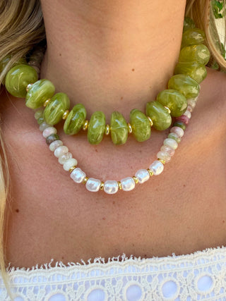 Randi Beaded Necklace - Chartreuse