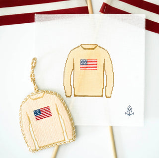 American Flag Sweater Canvas: Cream