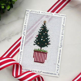 Christmas Tree In Red and White Pot Canvas