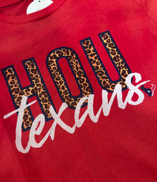 HOU Texans Leopard Crew Tee