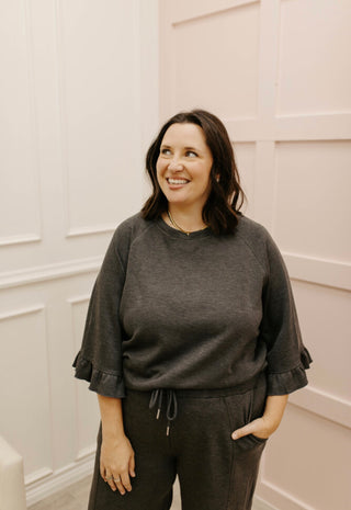 Nina Ruffle Top - Charcoal