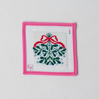 Red Bow Mistletoe Coaster