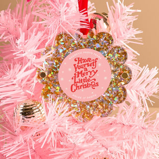Gold Glitter scalloped picture frame ornament, alternate view