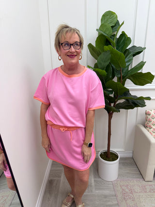 Pink & OrangeTwo Piece Skort Set