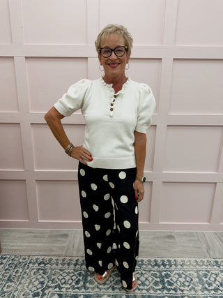 Arden Polka Dot Pant - Black