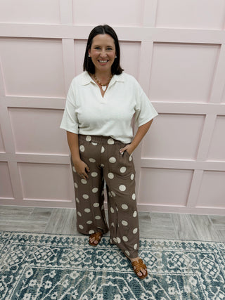 Arden Polka Dot Pant - Mocha