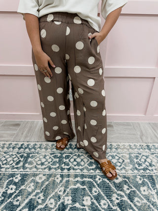 Arden Polka Dot Pant - Mocha