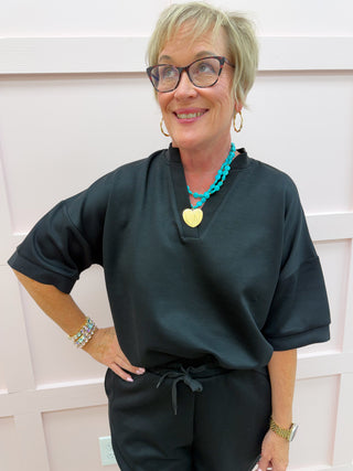 Butter Soft V-Neck Top - Black