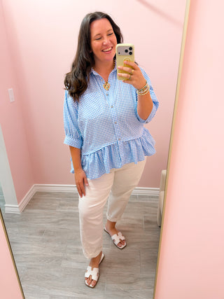 Margot Gingham Top - Blue