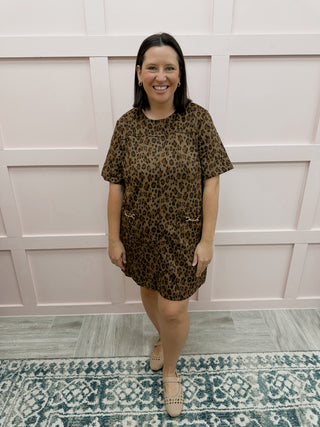 Lauren Leopard Dress - Brown
