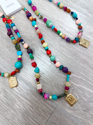 Stevie Colorful Beaded Necklace - Initials