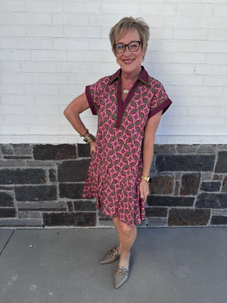 Tilted Hem Dress -Wine