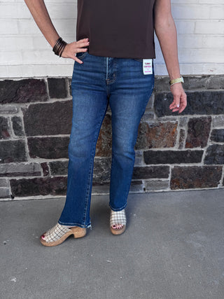 Risen: Tummy Control High Rise Straight Jean - Dark Wash