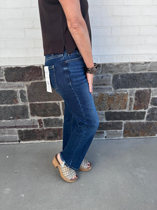 Risen: Tummy Control High Rise Straight Jean - Dark Wash