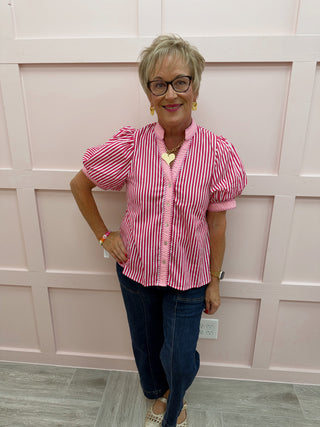 On The Bright Side Top - Hot Pink