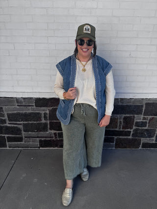 Gracie Washed Denim Quilted Vest