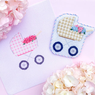 Baby Carriage Canvas - Pink Gingham