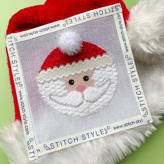 Round Santa face needlepoint ornament canvas