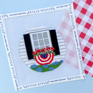 Patriotic Window With Bunting Canvas