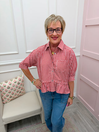 Margot Gingham Top - Red