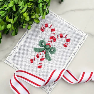 Candy Canes with Green Bow Canvas