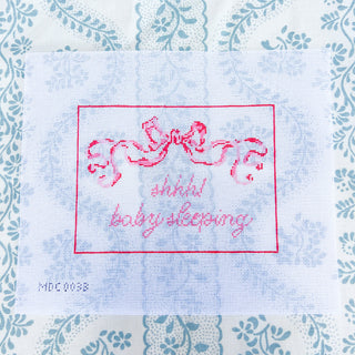 Pink Shh! Baby Sleeping needlepoint canvas