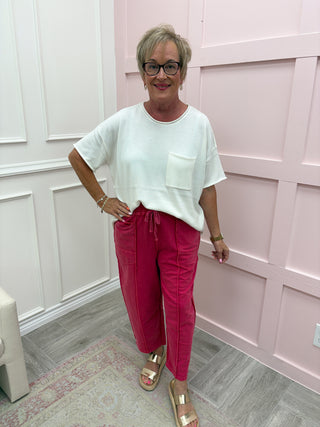 Beach Side Barrel Pant - Red