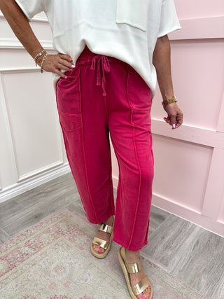 Beach Side Barrel Pant - Red